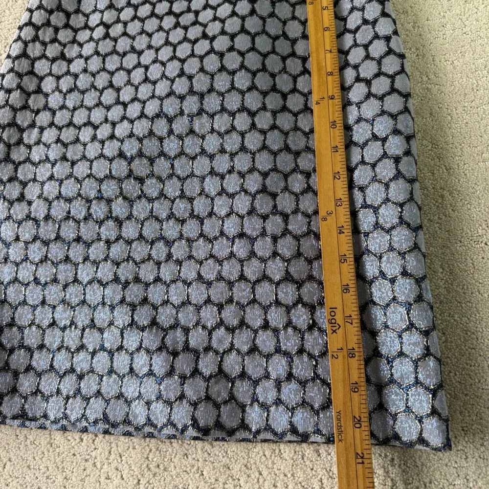 J.McLaughlin Mini Skirt Womens 2 Silver Gold Metallic Honeycomb Jacquard A-Line